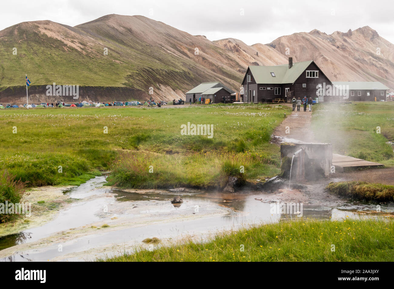 Geothermal area with natural hot spring, thermal baths in