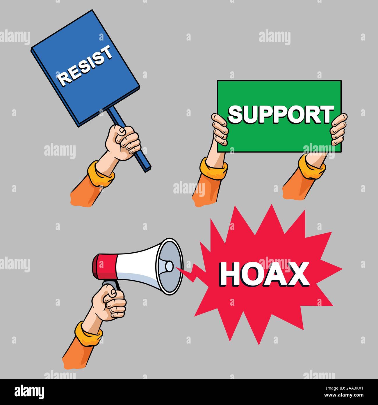 Cartoon hand gesture illustration to announce ideas and comment Stock ...