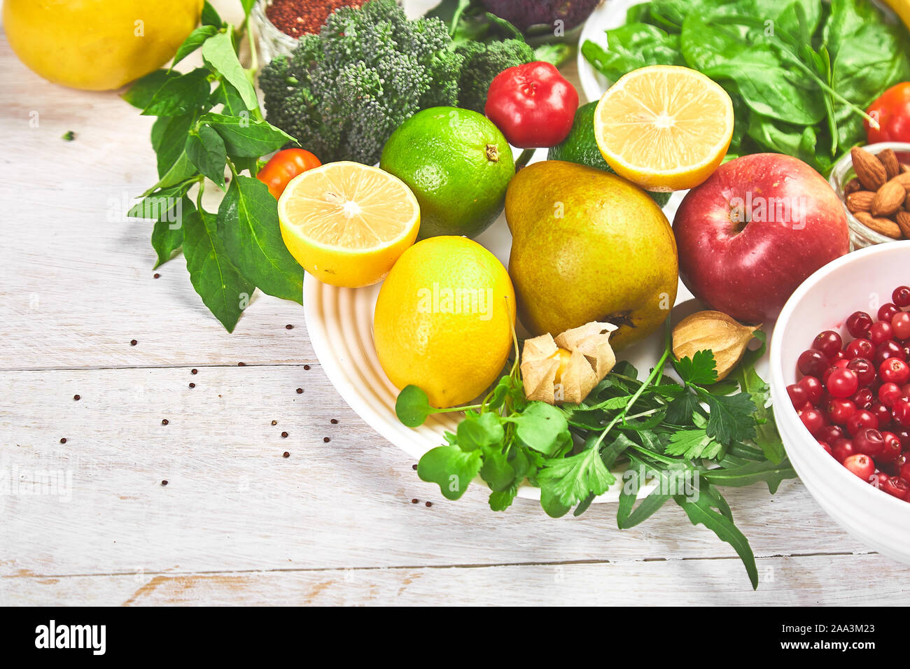 Selection of food rich in antioxidants and vitamins and mineral sources