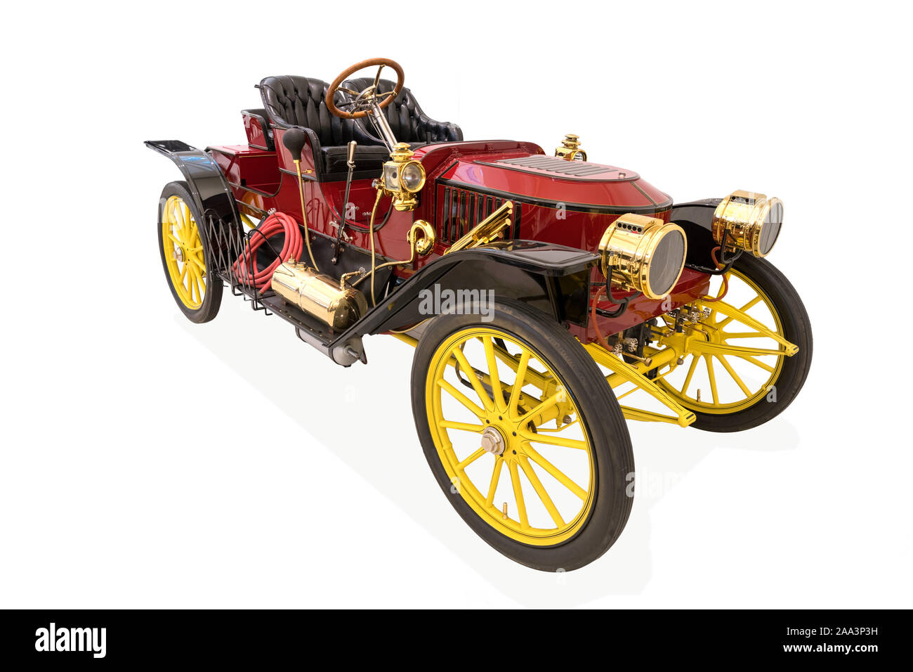 Steam car. Stanley Steamer Model R Roadster 1909. On display in the Frick Car and Carriage Museum, Pittsburgh, Pennsylvania, USA Stock Photo