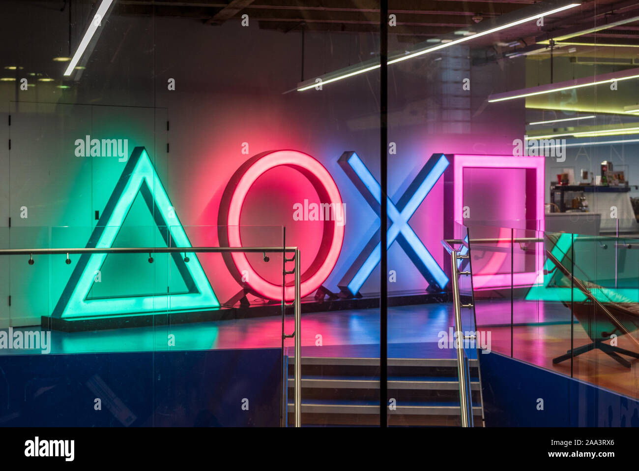 Sony Interactive Entertainment Europe Soho London on Great Marlborough  Street in Central London. Playstation Logos Stock Photo - Alamy