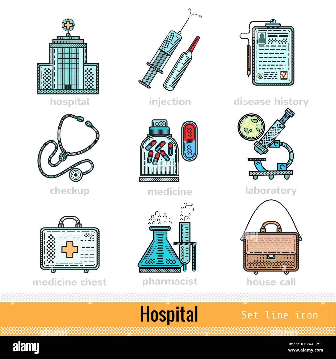 Injection syringe set color Stock Vector Images - Alamy