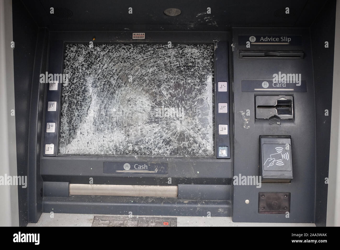 https www alamy com tehran iran 19th nov 2019 this picture shows an atm automated teller machine that was burnt overnight during the protests over increasing fuel price by the government in eastern tehran iran on 15 november increased fuel prices by at least 50 percent prompting protests in different cities credit rouzbeh fouladizuma wirealamy live news image333229307 html