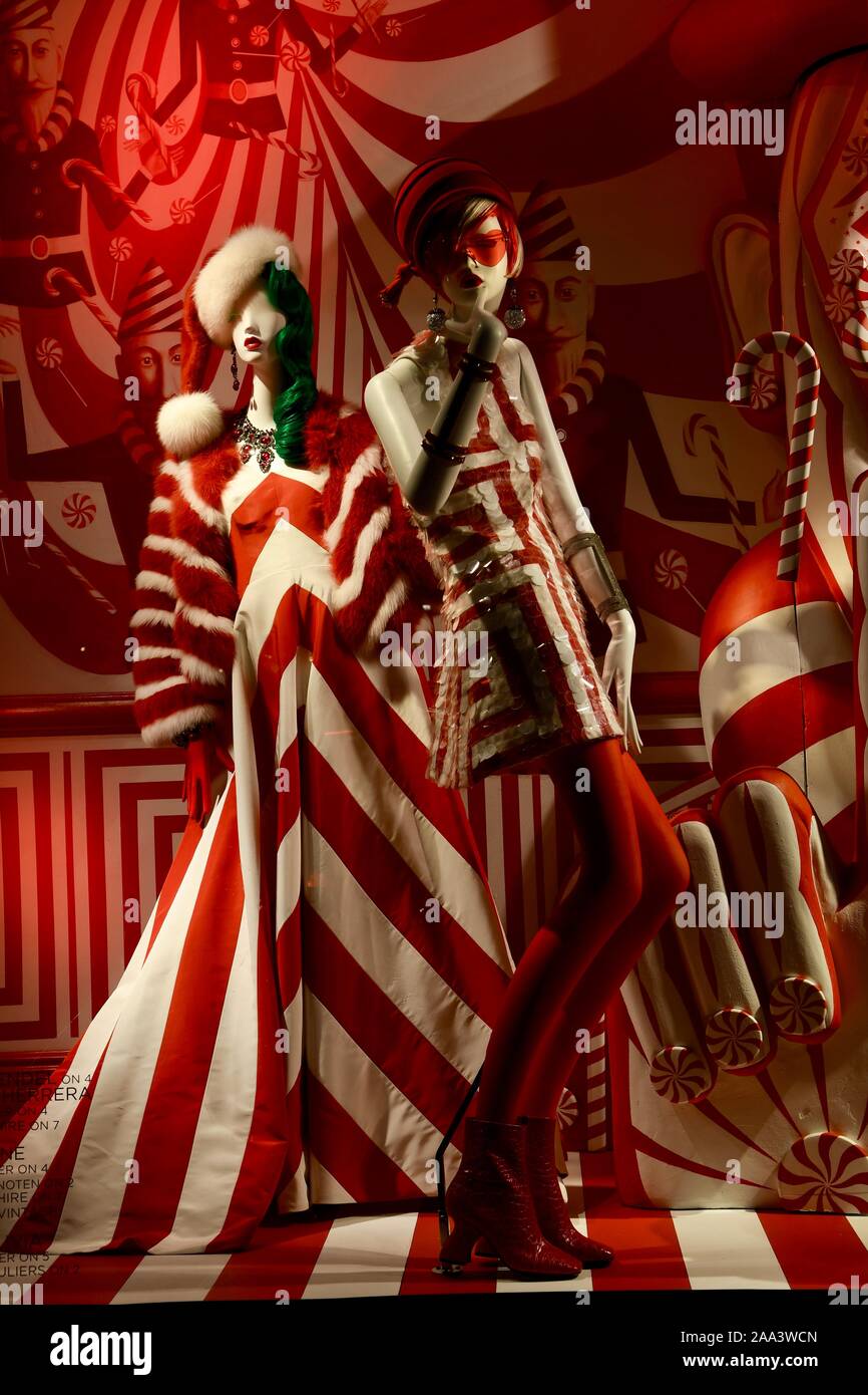 Holiday window display at Bergdorf Goodman, 2018, NYC Stock Photo Alamy