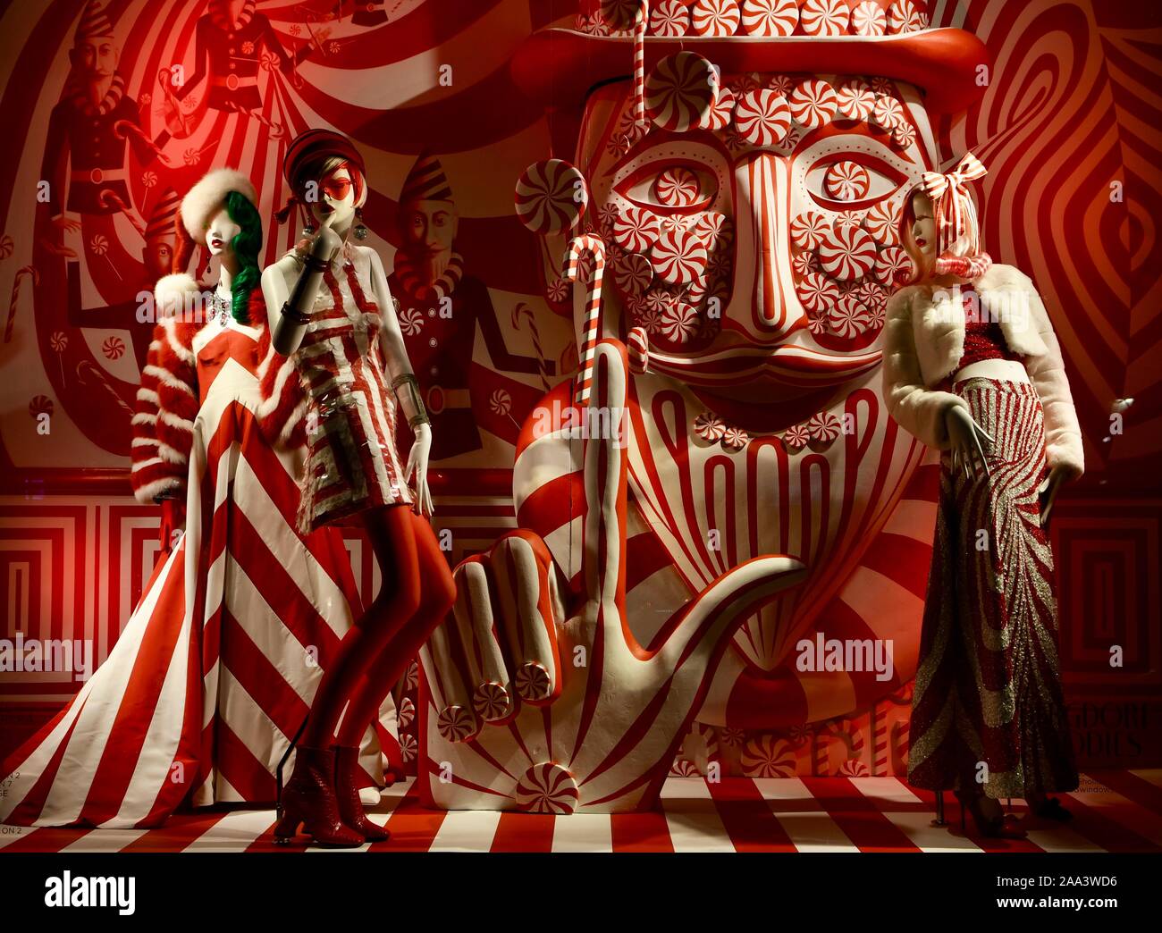 Holiday window display at Bergdorf Goodman, 2018, NYC Stock Photo Alamy