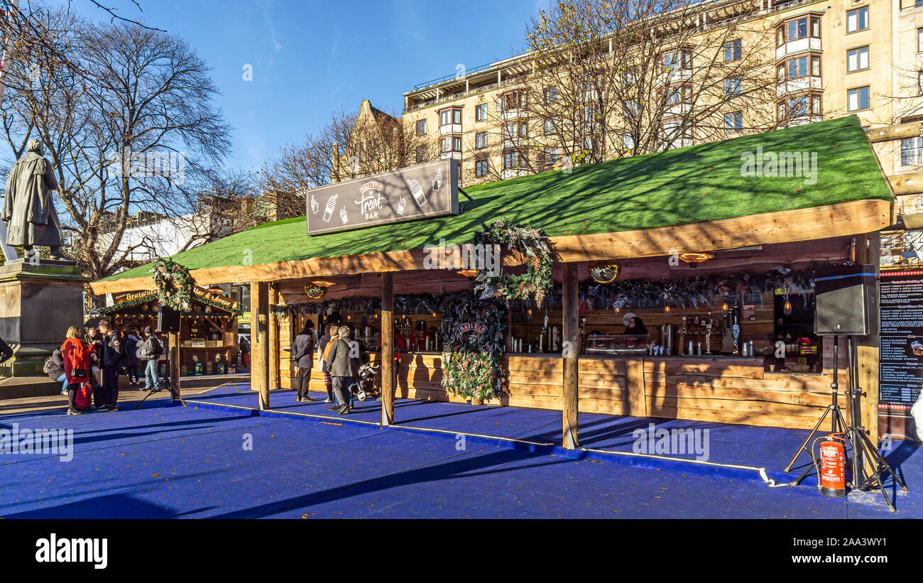 Baileys treat bar in Edinburgh's Christmas 2019 in East Princes Street Gardens Edinburgh Scotland UK with events rides attractions and markets Stock Photo