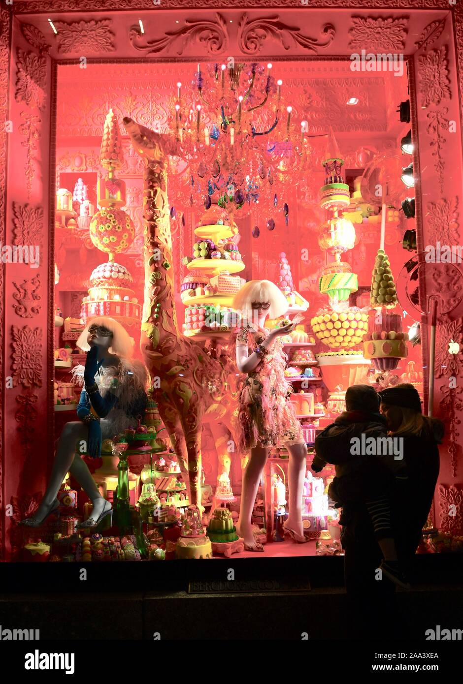 Holiday window display at Bergdorf Goodman, 2018, NYC Stock Photo Alamy