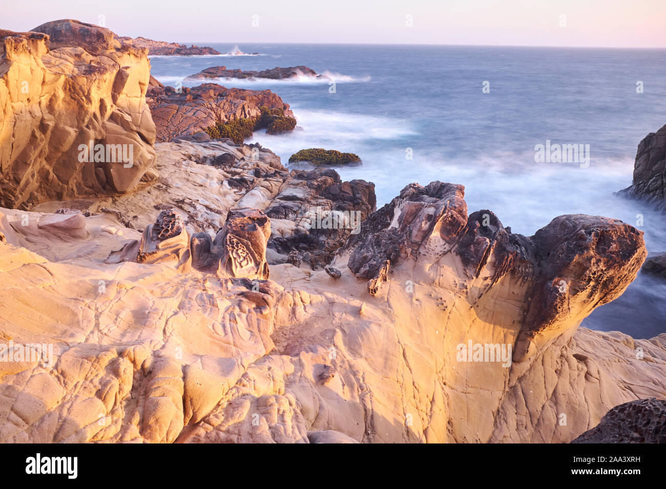 Waves and rock formations at Stump Beach on California's Pacific Coast