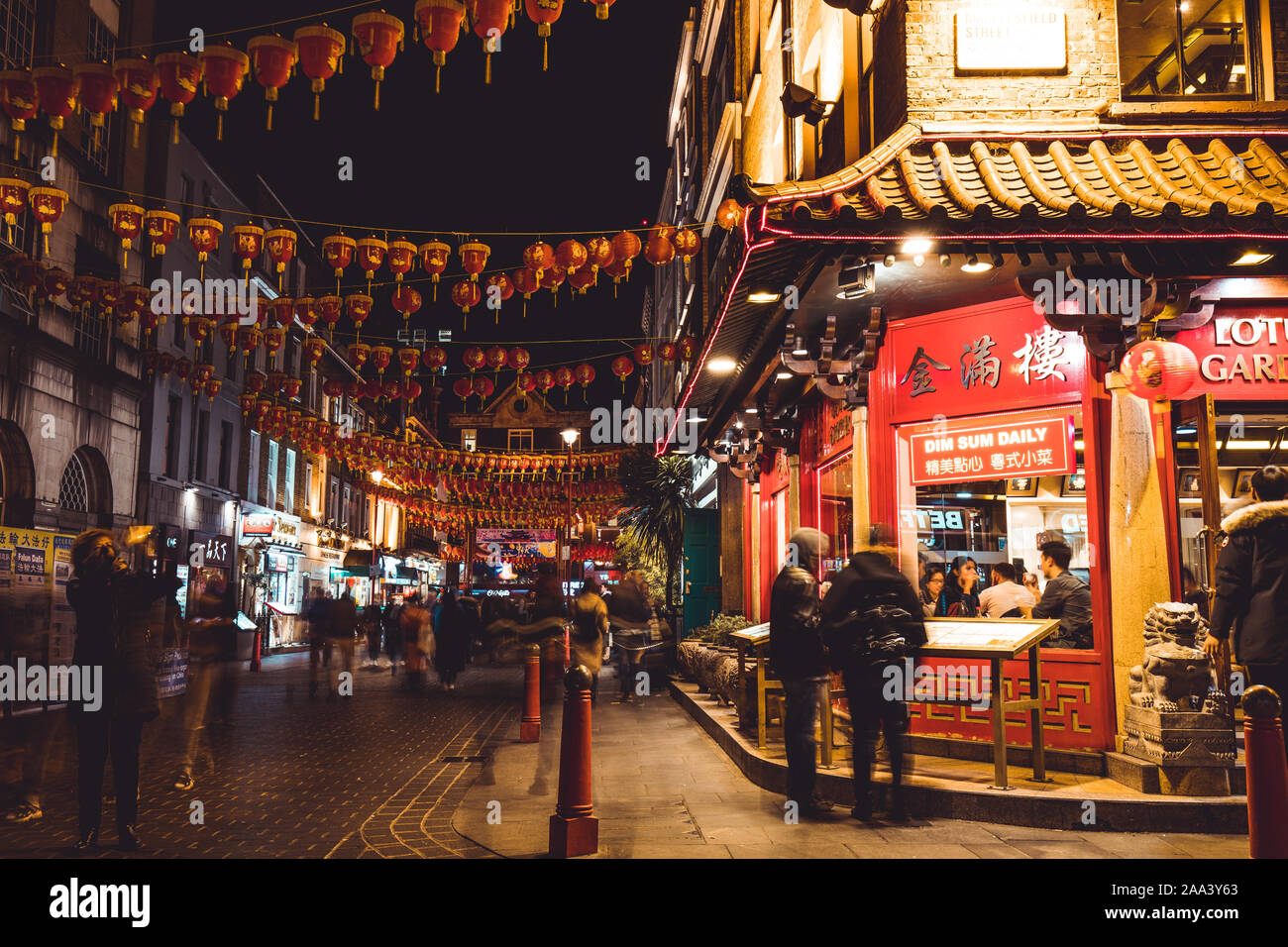 LONDON - NOVEMBER 13, 2019: Chinatown in London at night Stock Photo