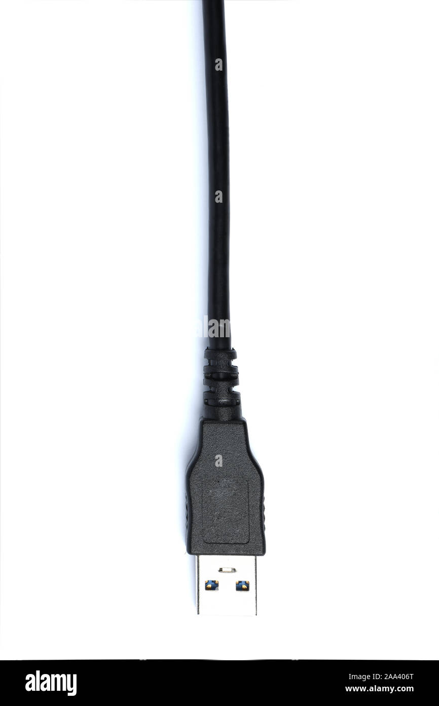 Closeup USB cable isolated on white. High resolution photo. Full depth ...