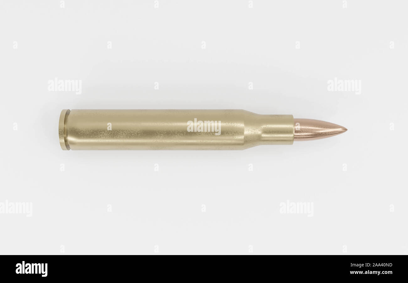 rifle bullet isolated on white background 3d render illustration Stock ...