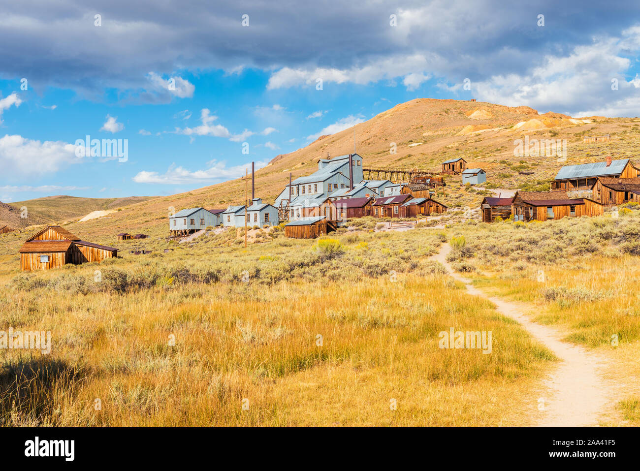 Footpath leading to Stamp Mill in the Ghost town of Bodie California USA Stock Photo