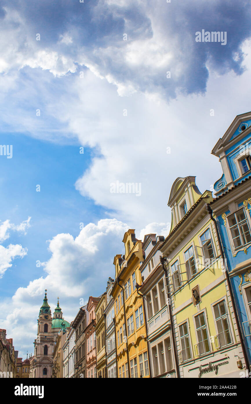 The streets of Prague. Old houses in Prague. Architecture of Prague old town Stock Photo