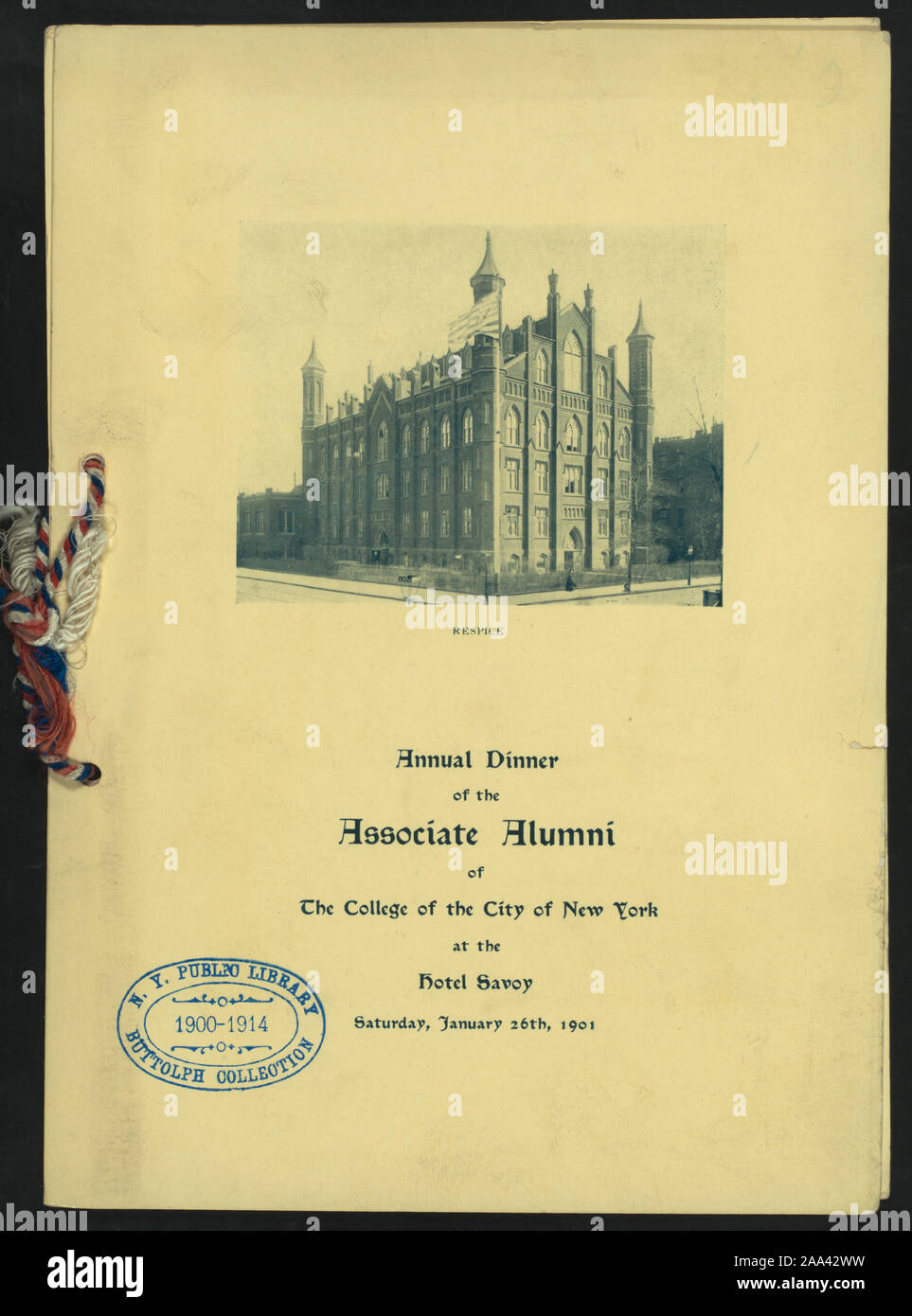 FRENCH; LITERARY QUOTES; TOASTS; ANNUAL DINNER [held by] PHILILEXIAN  SOCIETY OF COLUMBIA UNIVERSITY [at] THE ARENA, 39 WEST 31ST STREET, NEW  YORK (REST Stock Photo - Alamy, image size:963x1390