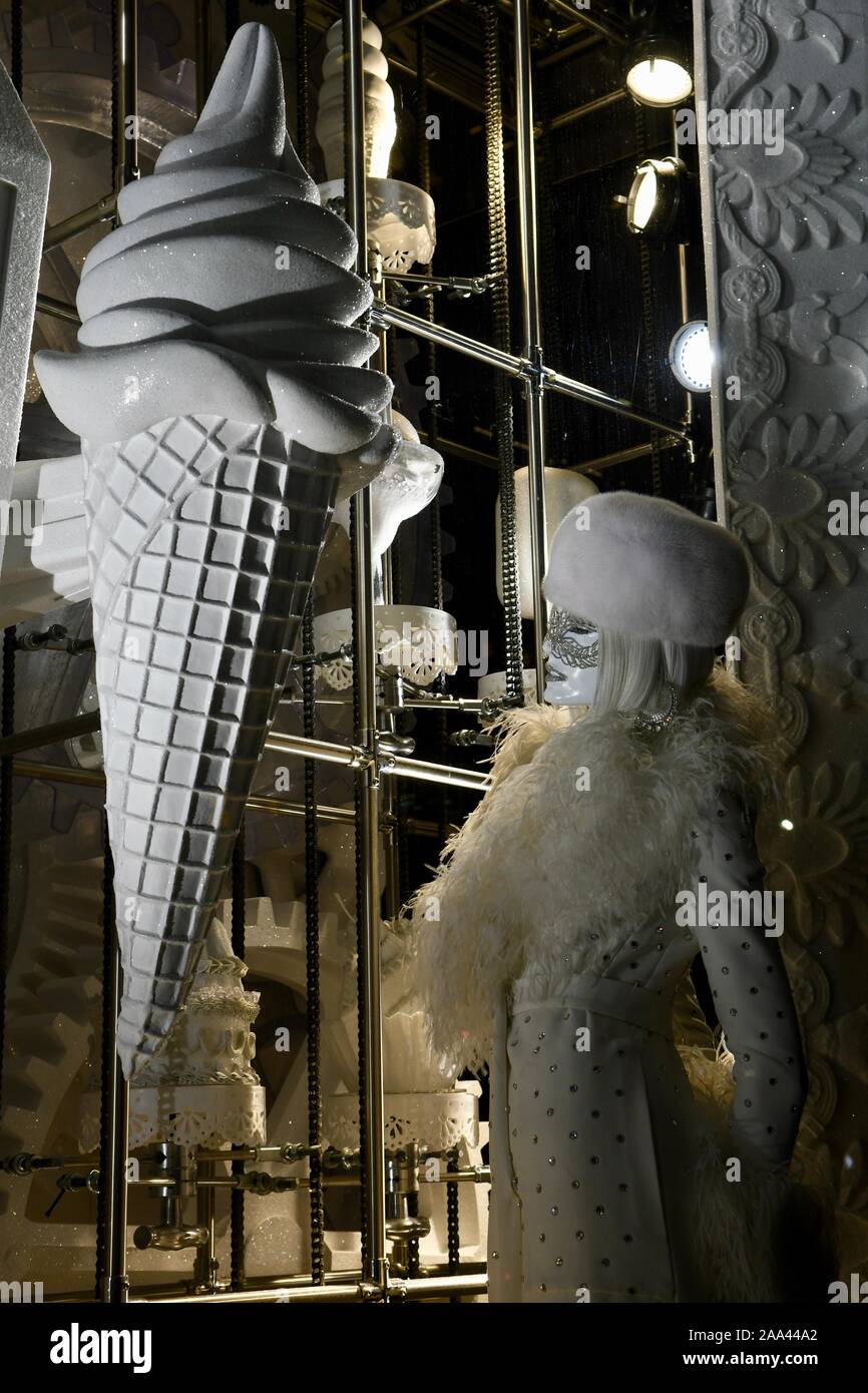 Holiday window display at Bergdorf Goodman, 2018, NYC Stock Photo Alamy