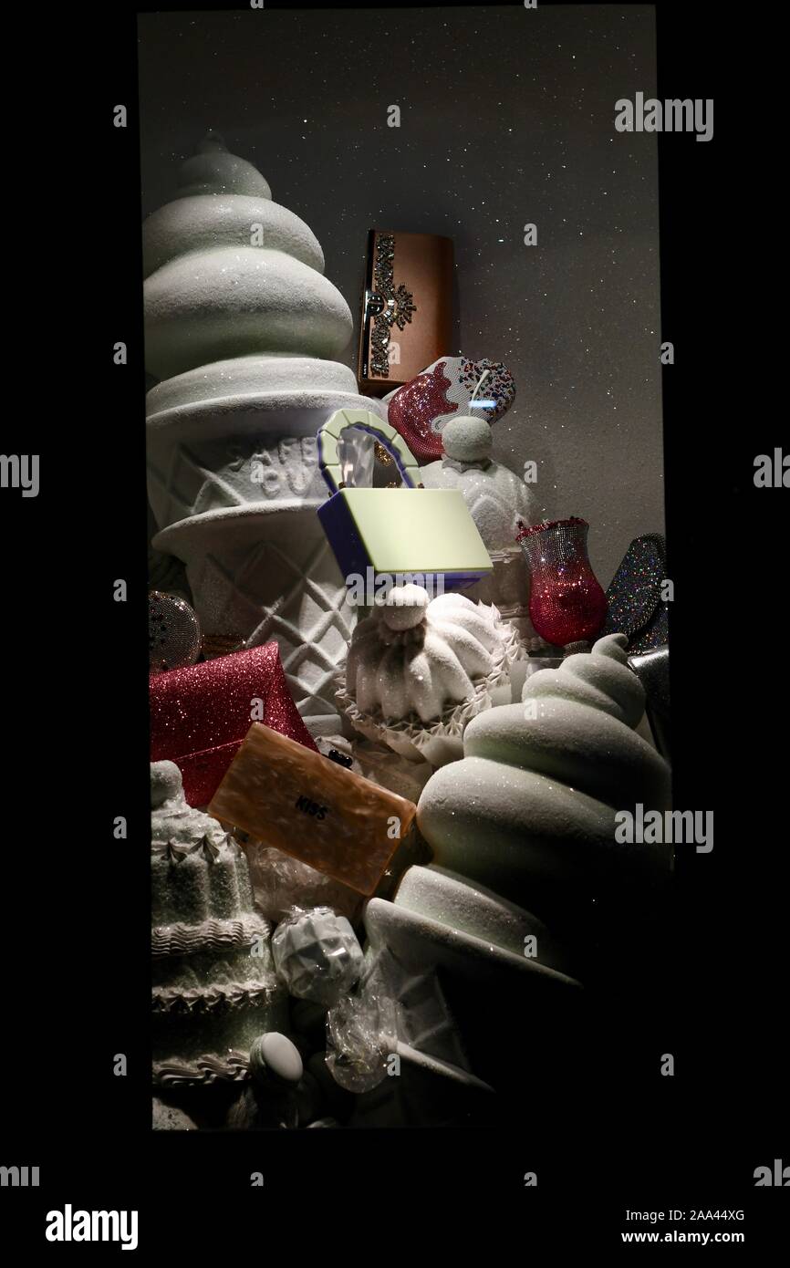 Holiday window display at Bergdorf Goodman, 2018, NYC Stock Photo Alamy