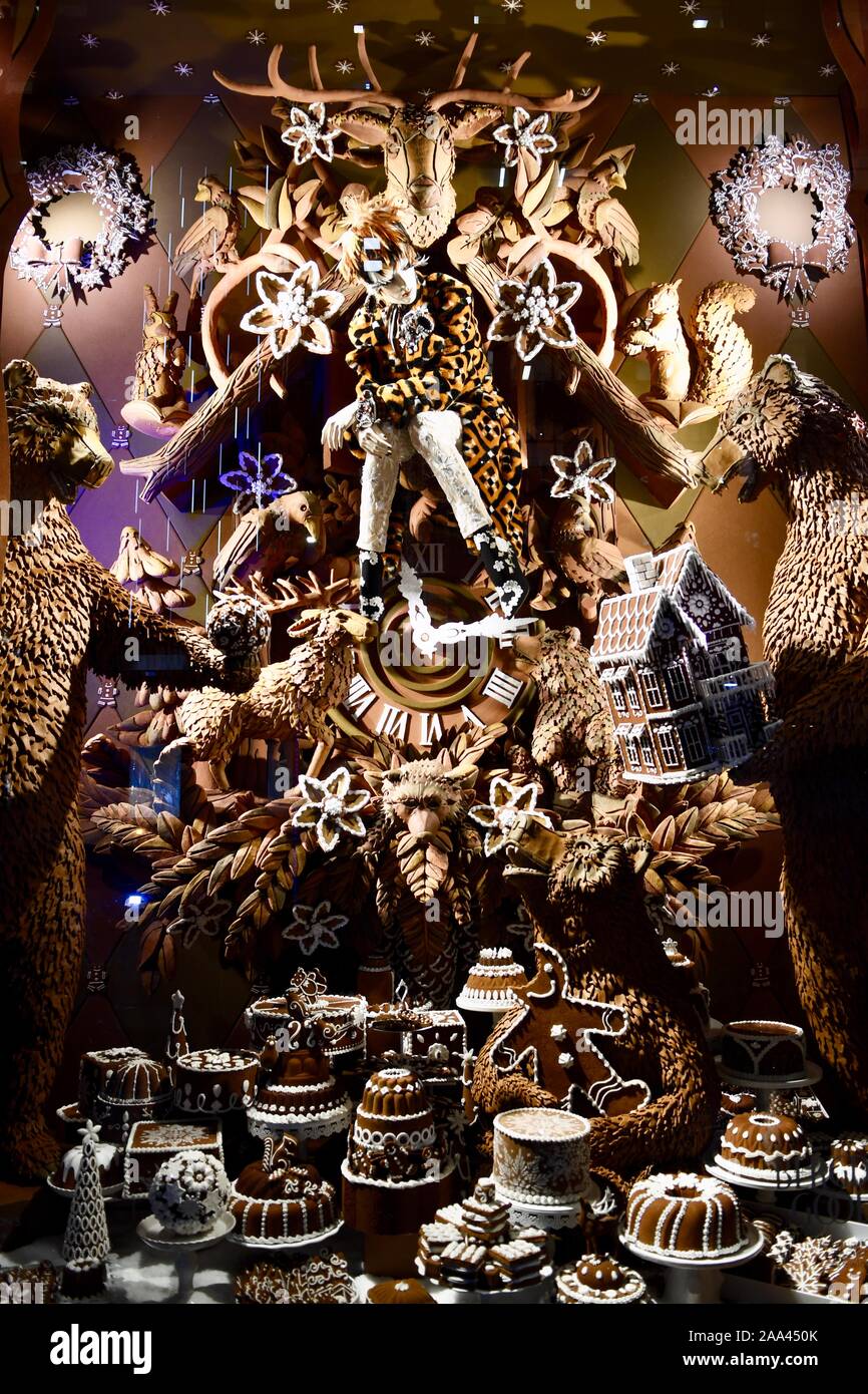 Holiday window display at Bergdorf Goodman, 2018, NYC Stock Photo Alamy