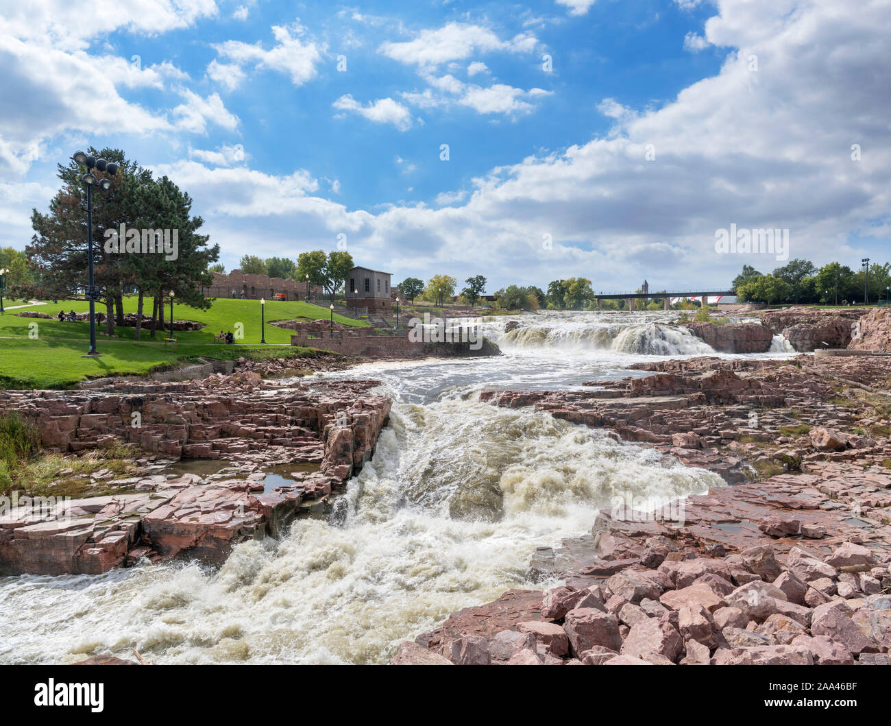 Falls on the Big Sioux River, Falls Park, Sioux Falls, South Dakota, USA Stock Photo