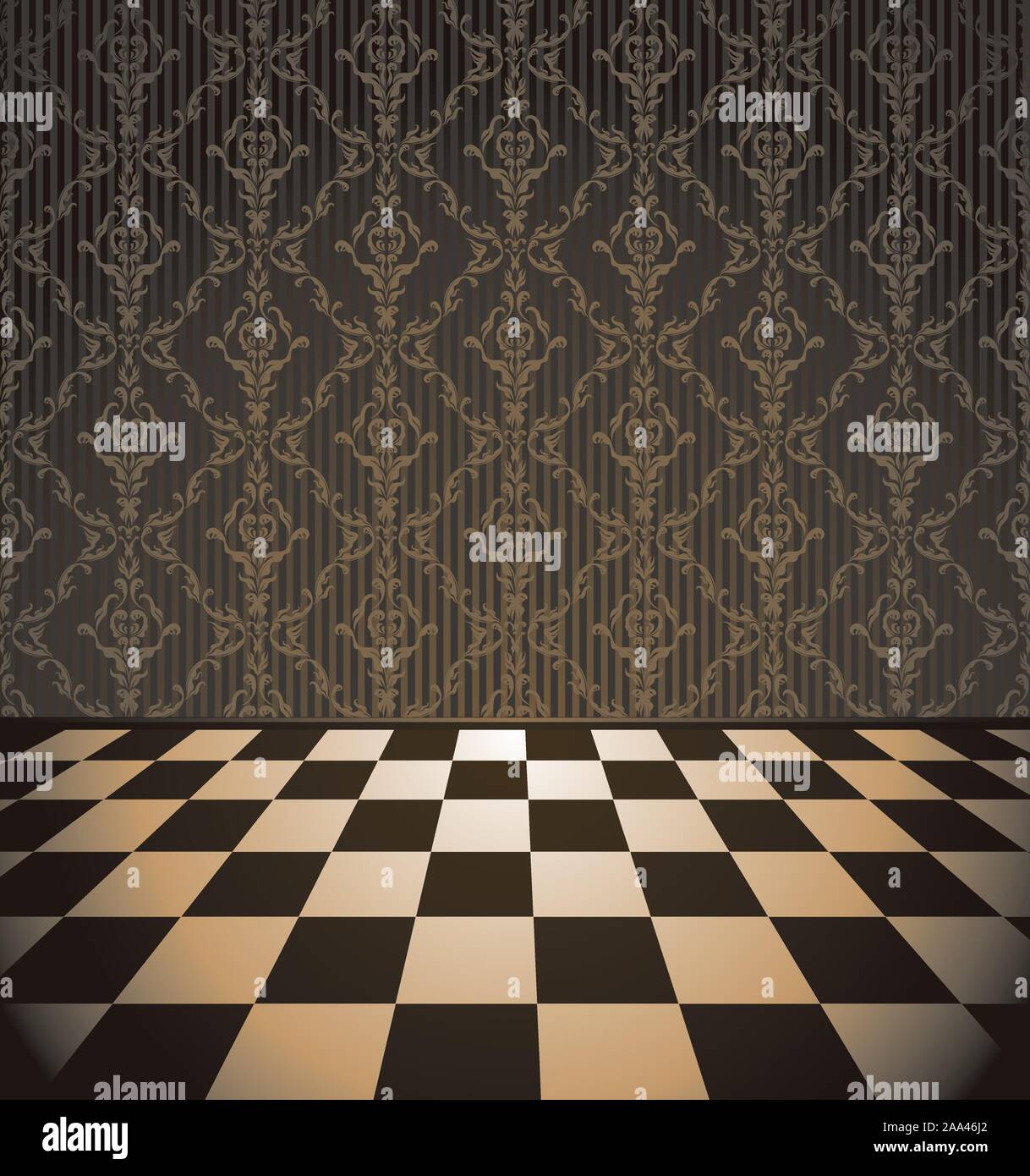 Brown room with checkered floor Stock Vector Image & Art - Alamy