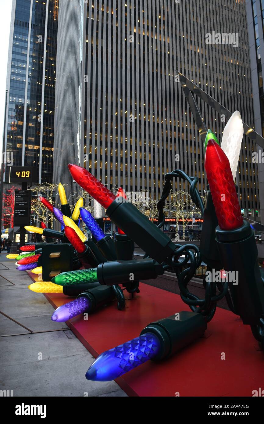 Giant Christmas Ornaments in Manhattan, New York City, USA Stock Photo