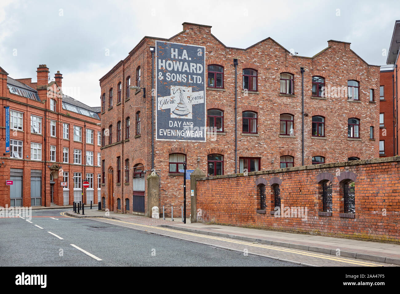 Ghost sign on a historic Warehouse in the Northern Quarter, Central Manchester, England. Stock Photo