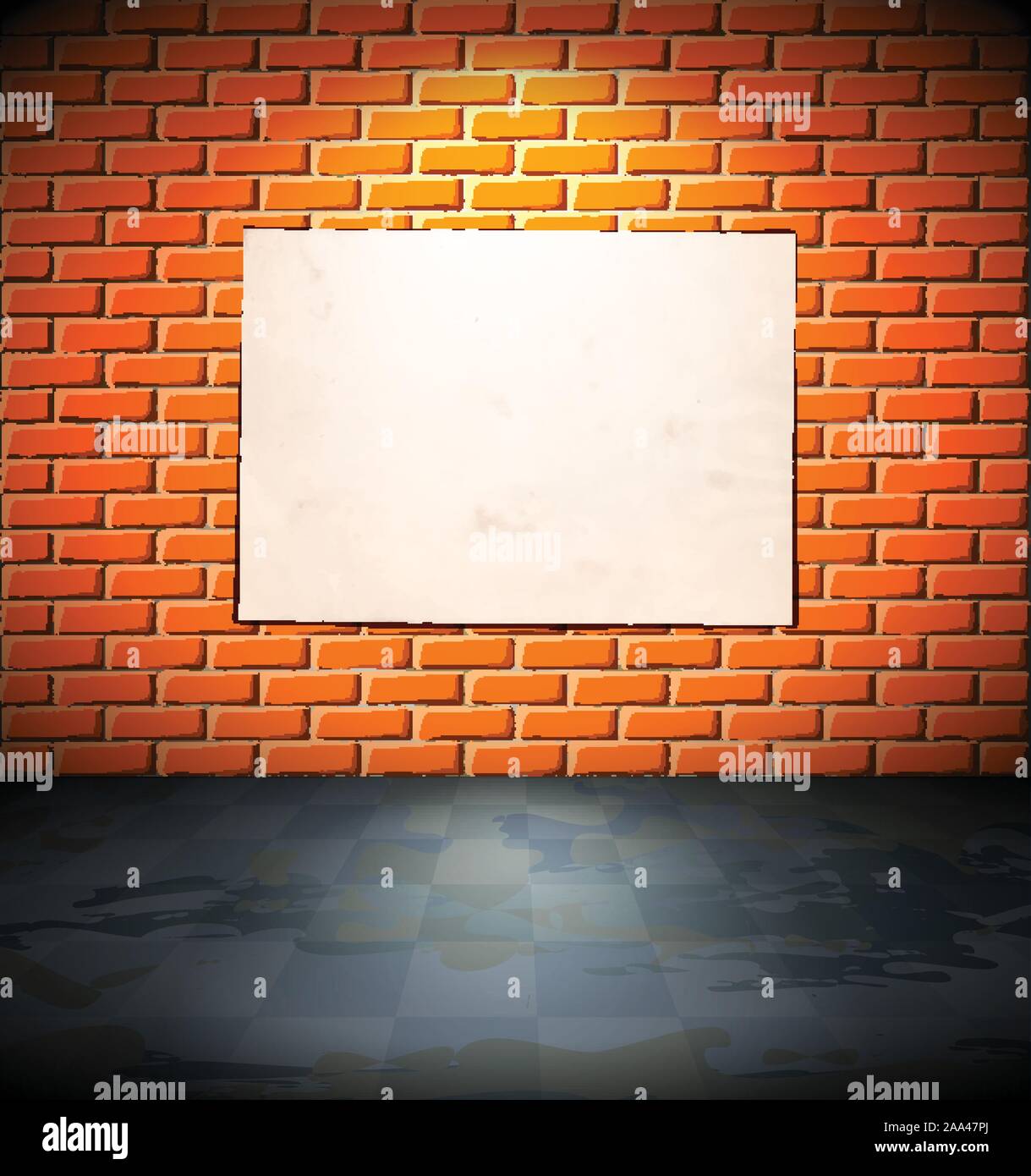 Blank poster on the brick wall Stock Vector