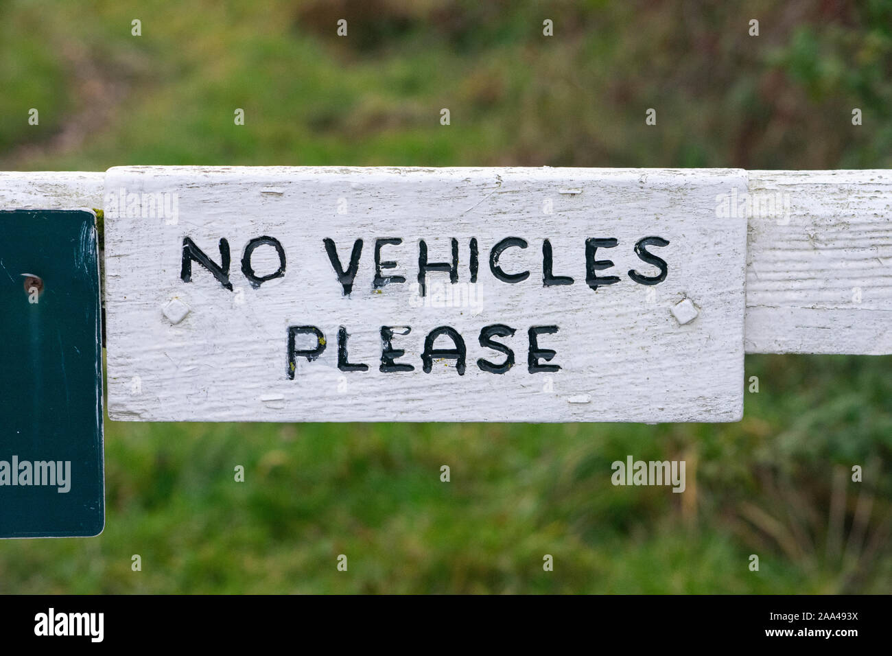 No Vehicles sign in the Lake District, Cumbria Stock Photo