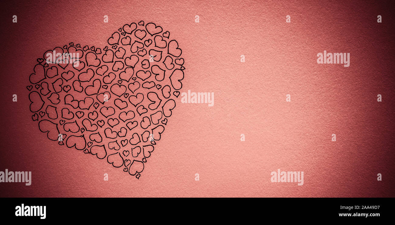 Pink Love Heart Shape Made Up of Hearts Stock Photo - Alamy