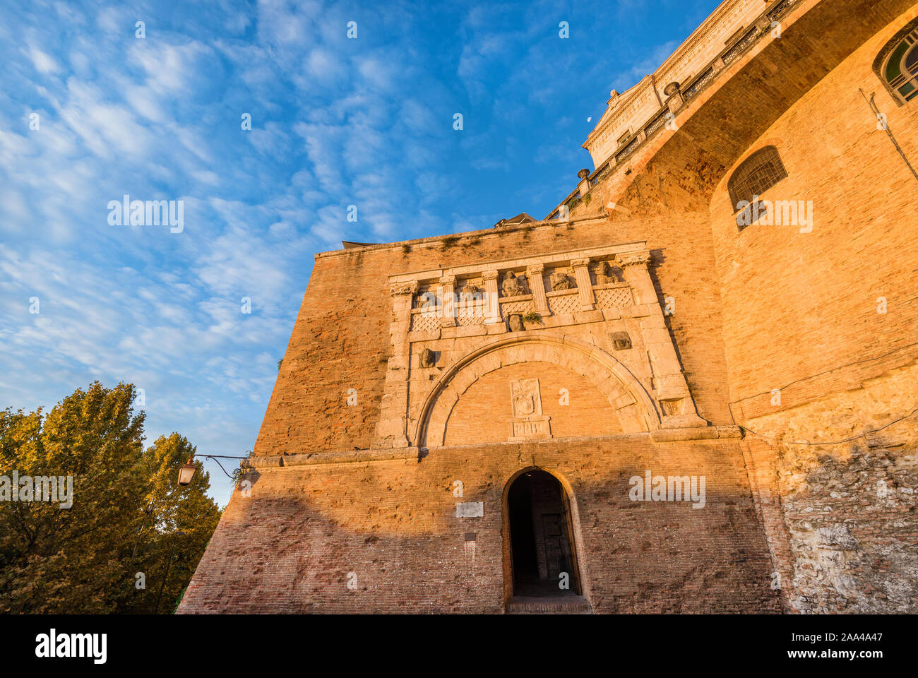 Porta Marzia Gate at the entrance of Rocca Paolina fortress ruins in