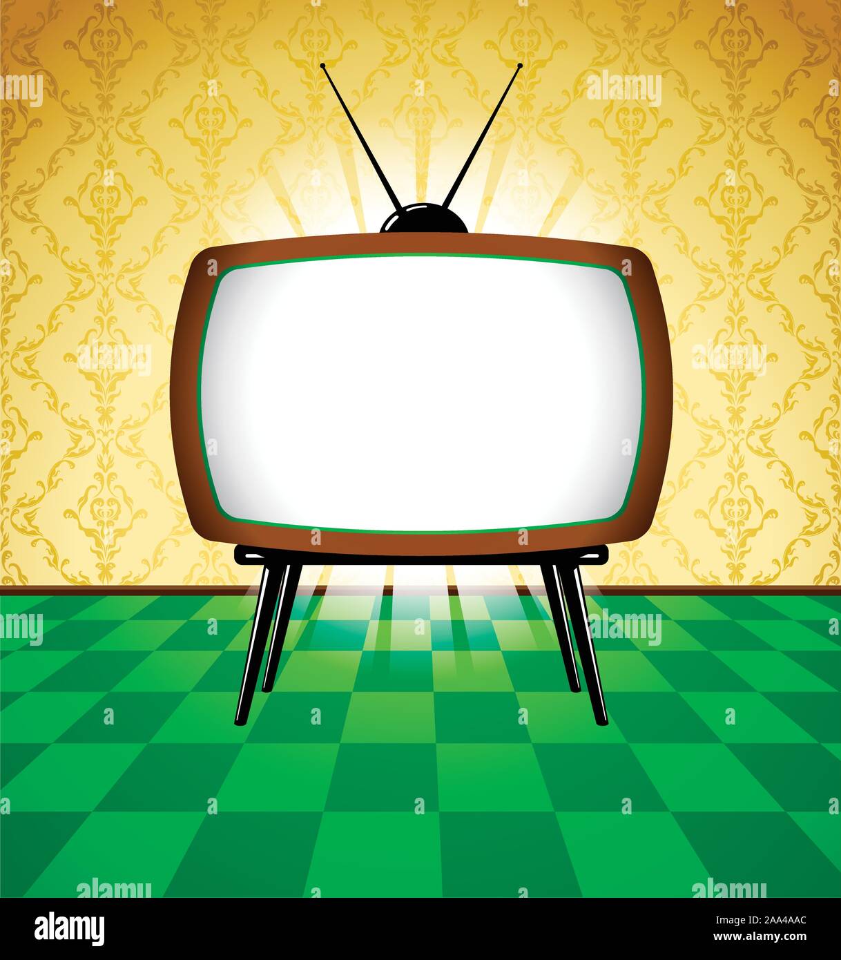 Colorful retro room with TV Stock Vector Image & Art - Alamy
