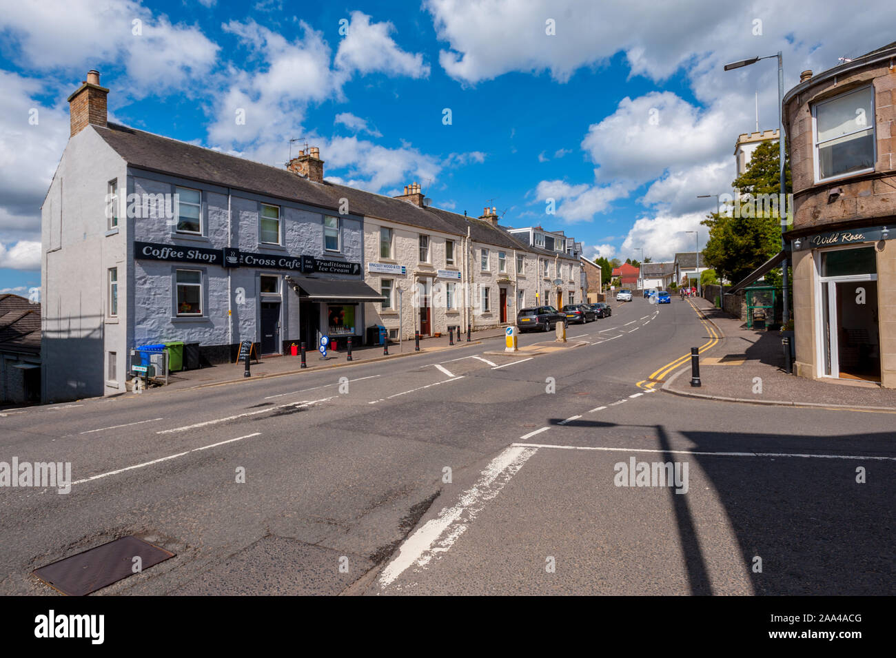 The cross at Kilmacolm looking up Port Glasgow road Stock Photo Alamy