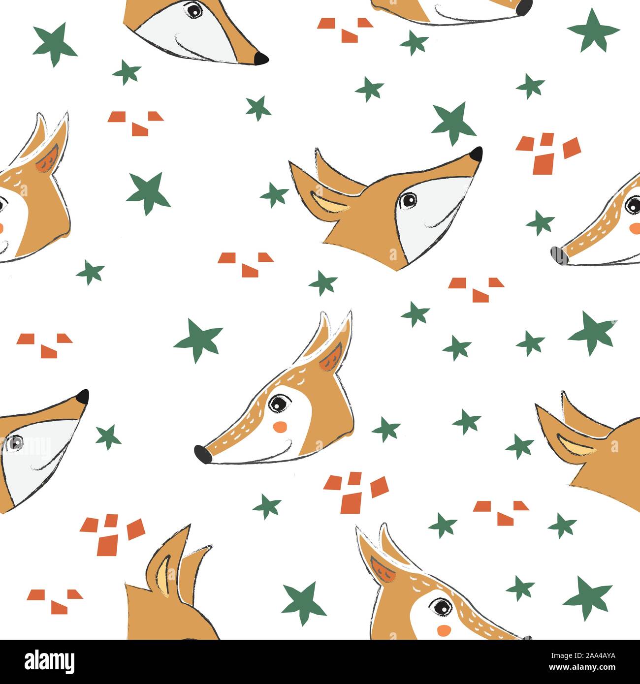 Seamless Pattern with Foxes. Scandinavian Style. Unique Design. Stock Vector
