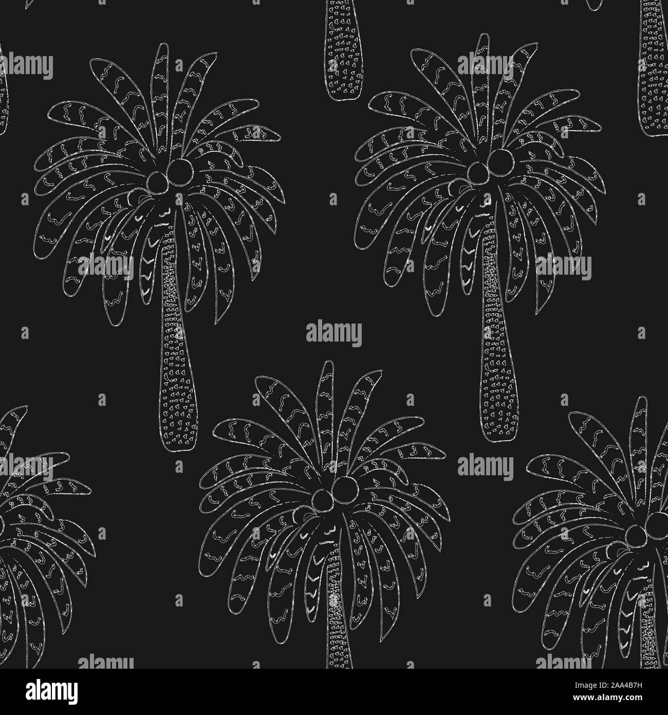Seamless Hand Drawn Pattern with Palms. Scandinavian Style. Vector Illustration Stock Vector