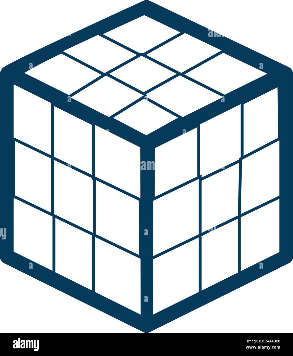cube rubik child toy line style icon Stock Vector