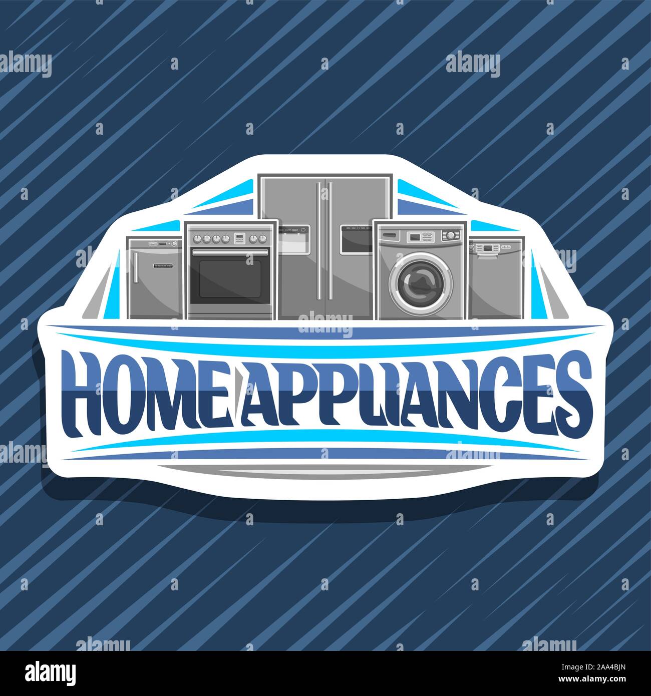 Vector logo for Home Appliances, decorative cut paper sign with