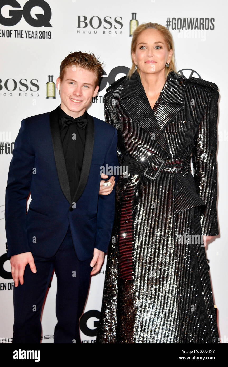 Sharon Stone and her son Roan Joseph Bronstein attending the 21st GQ