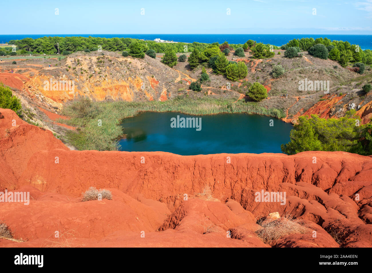 Lake of Bauxite, an abandoned and flooded bauxite quarry near Otranto