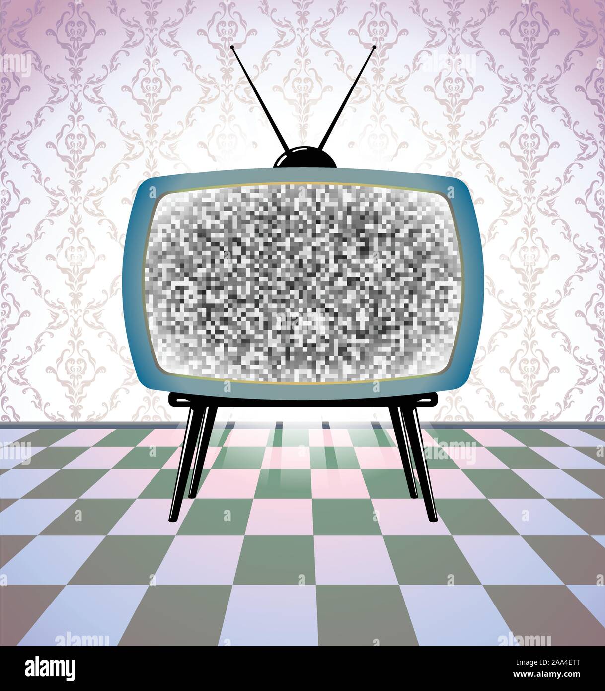 Vintage room with TV Stock Vector Image & Art Alamy