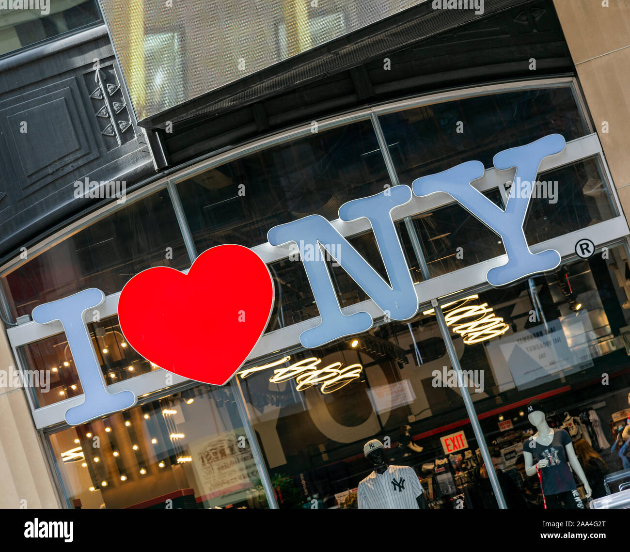 I Love New York gift shop sign, Times Square, Manhattan, New York, USA Stock Photo