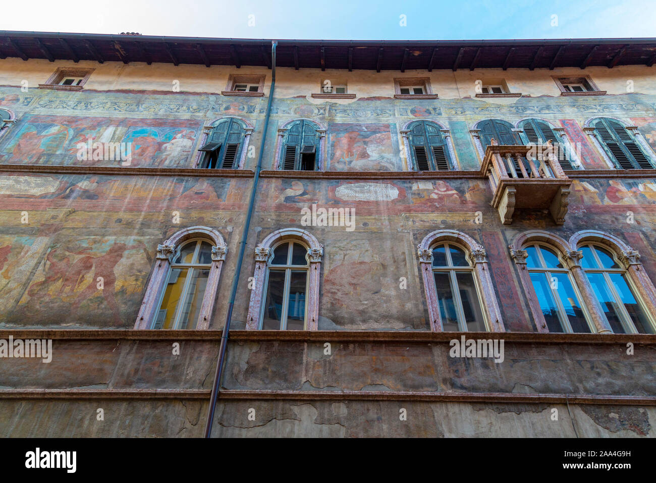 Fresh painted in a building in the historical center of the city of Trento, Alto Adige, Italy, Europe Stock Photo