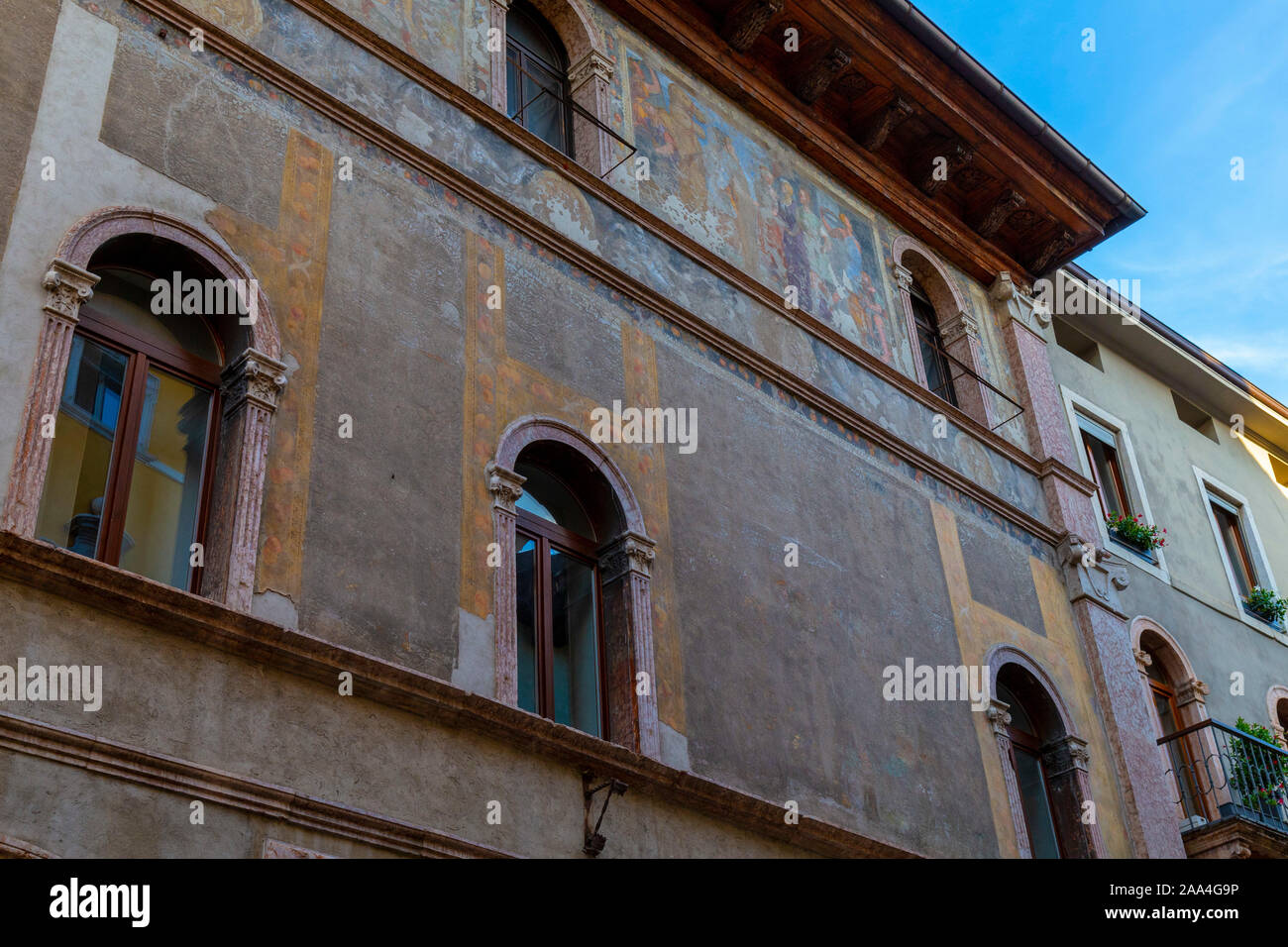 Fresh painted in a building in the historical center of the city of Trento, Alto Adige, Italy, Europe Stock Photo