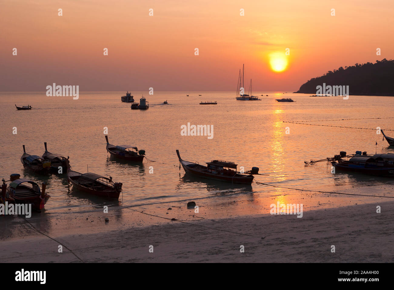 Sunset view from sunset beach on Ko Lipe island, Thailand Stock Photo