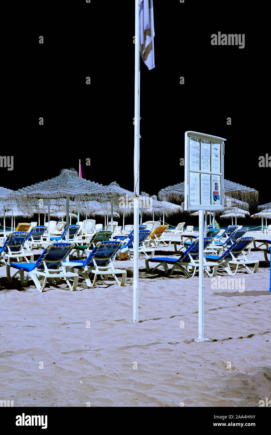 The public beach at Agadir/Morocco, 2009 (Nights) Stock Photo