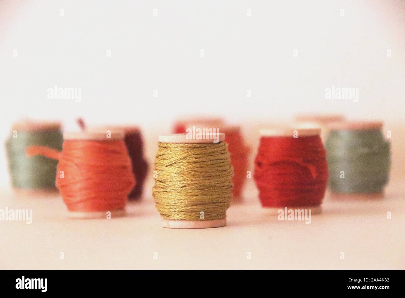 Close-up of multi coloured reel of yarn Stock Photo