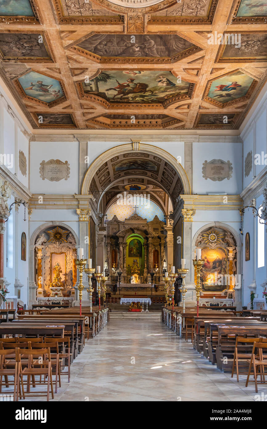 The St. George's Parish Church interior in Piran, Slovenia, Europe. Stock Photo