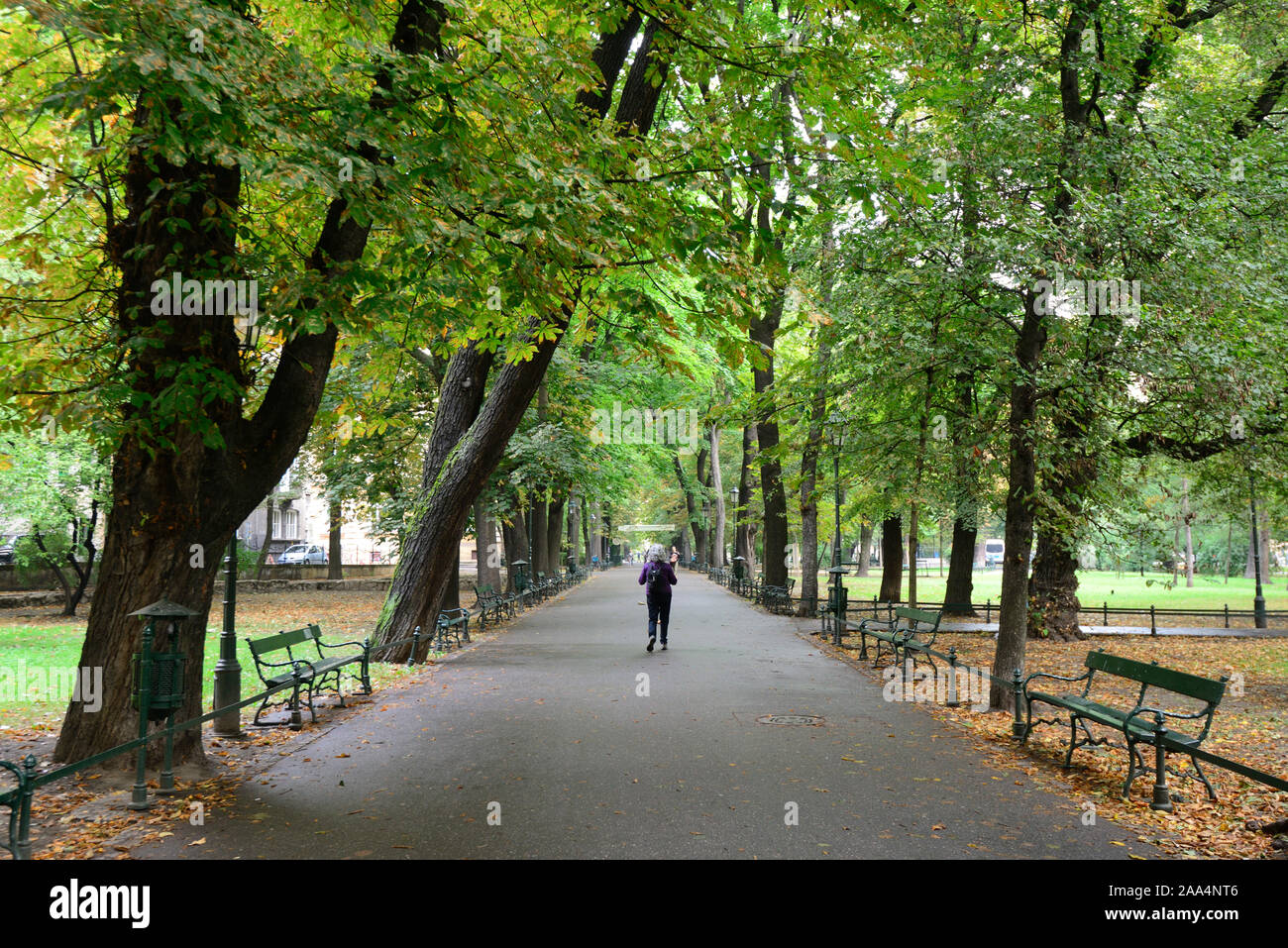 A tranquil garden in the Old Town of Krakow. Poland Stock Photo