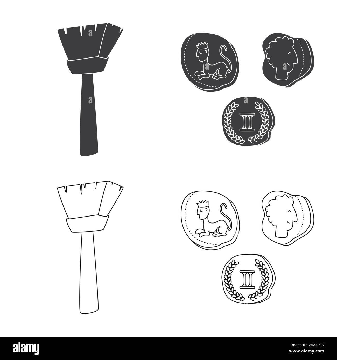 Vector design of story and items symbol. Collection of story and attributes stock vector