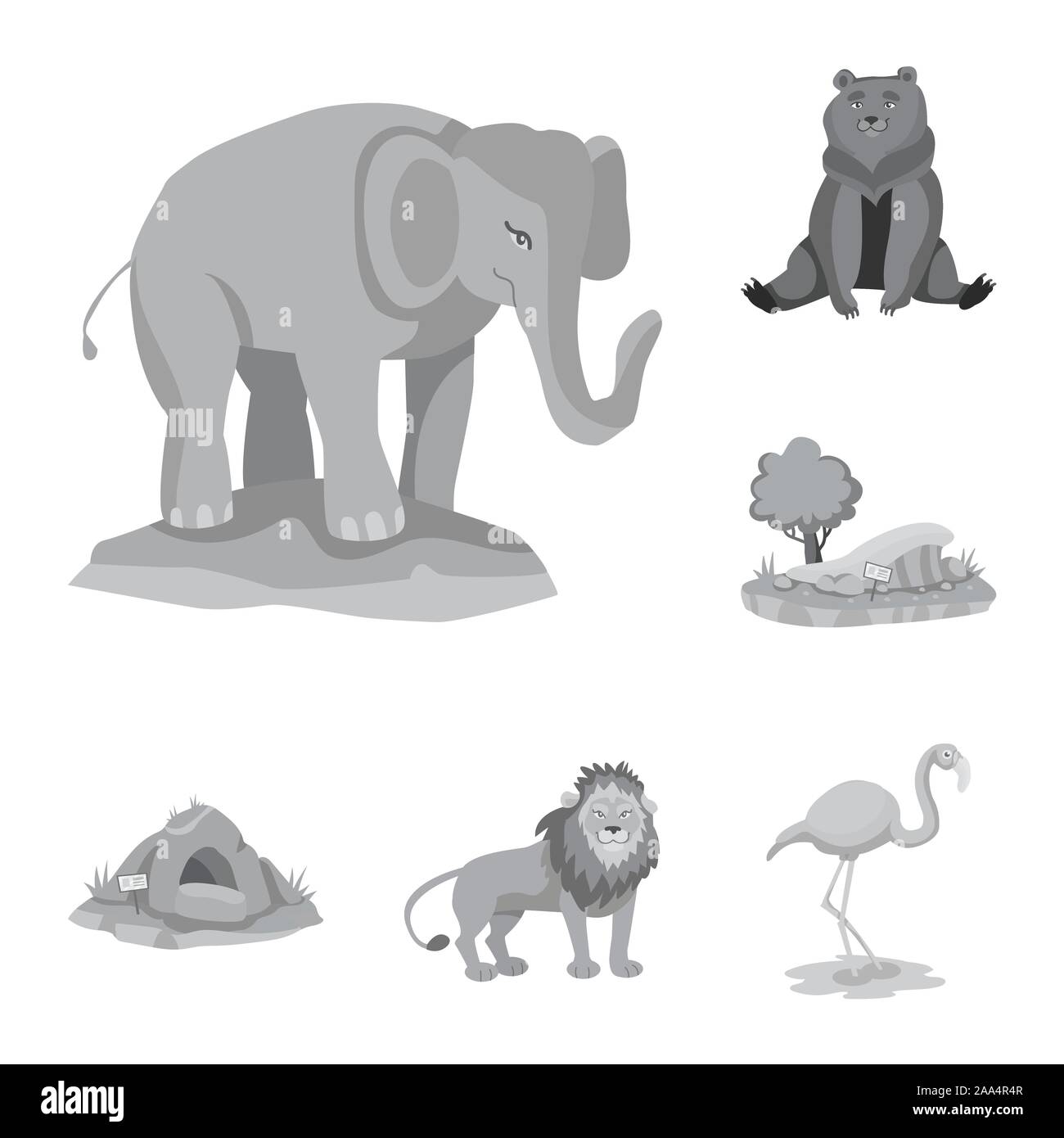 Isolated object of zoo and park logo. Collection of zoo and animal vector icon for stock. Stock Vector