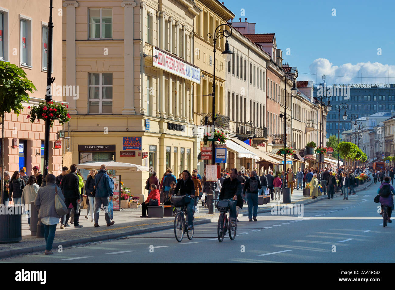 Nowi Swiat, one of the fashionable shopping streets in Warsaw. Poland Stock Photo