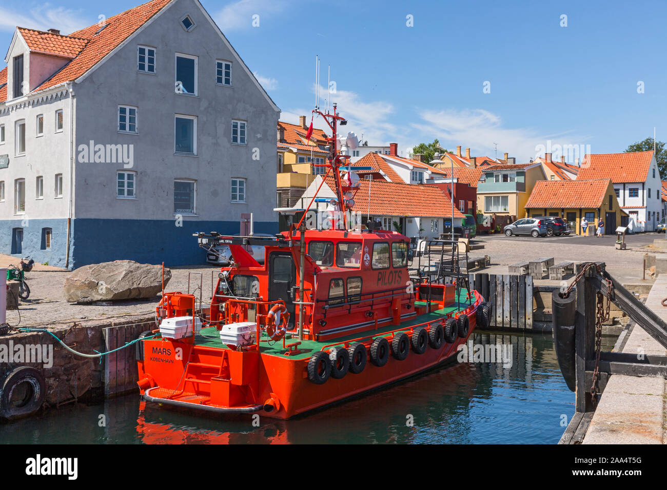Bornholm, Allinge, Hafen, Lotsenboot Stock Photo